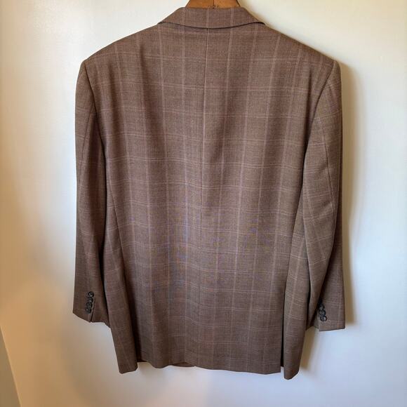 Vintage Zegna Brown Windowpane Plaid Tweed Blazer - Picture 3 of 7